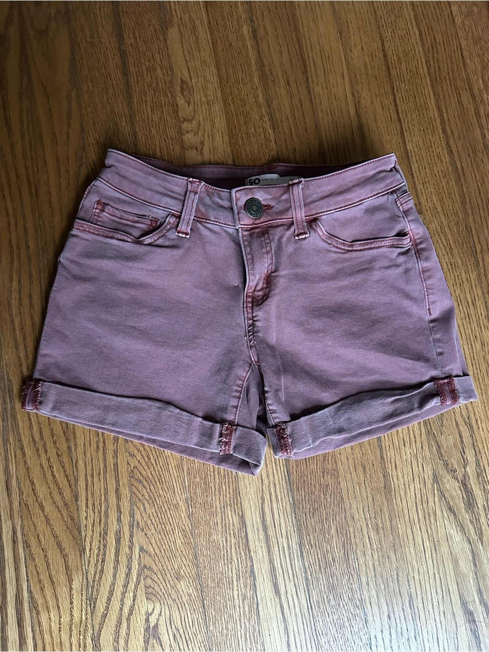 SO Orange/Pink Rolled Hem Jean Shorts - Size 0